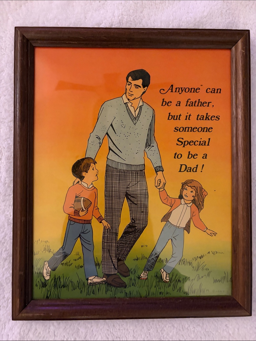 Father and Children Wall Art - Orange Gradient Home Decor
